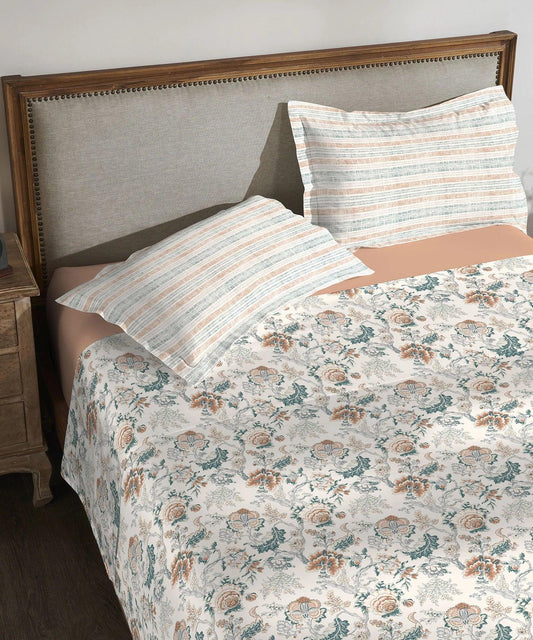 my Trident Printed King Bedsheet with 2 Pillow Covers 100% Pure Cotton - enera