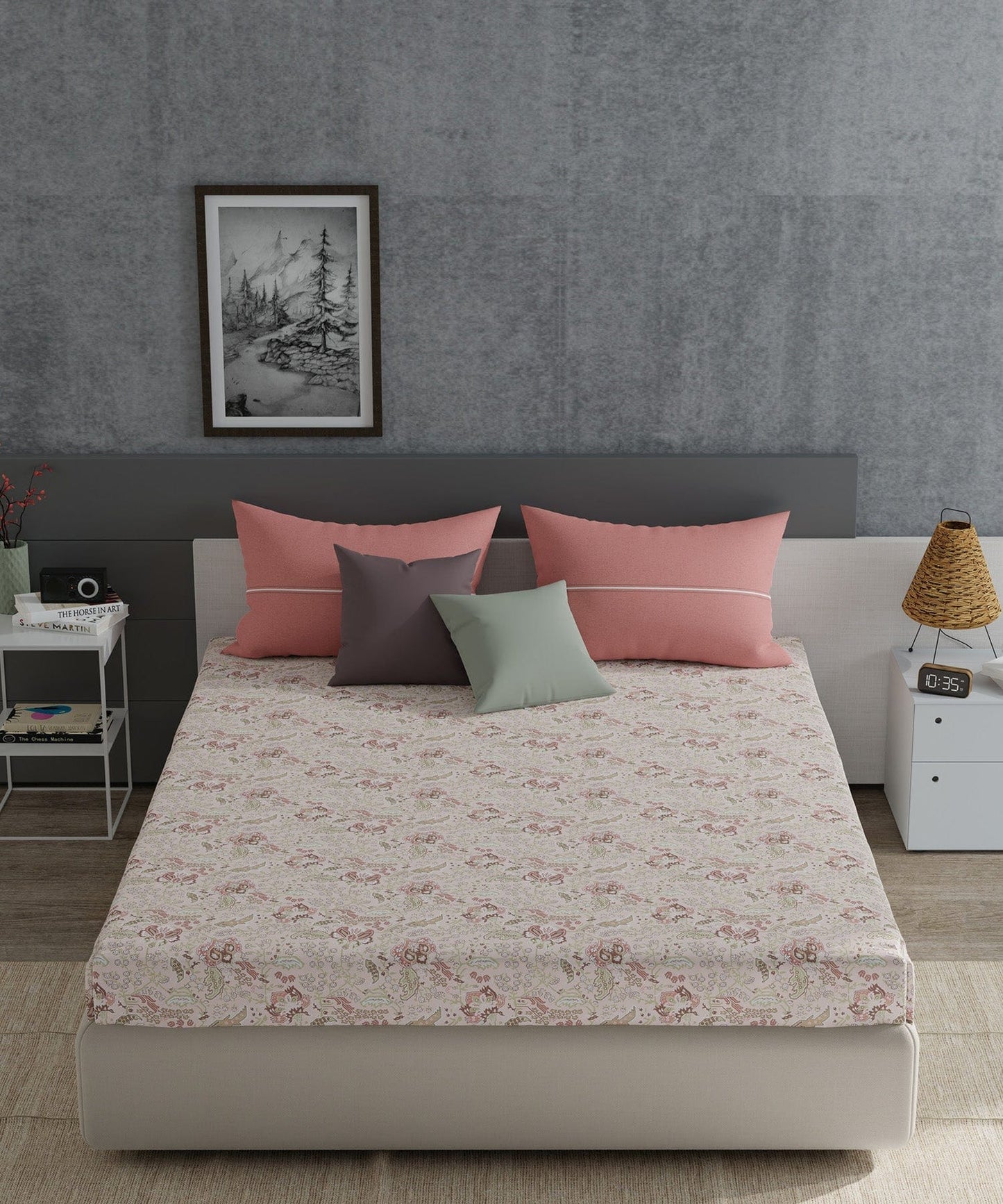Enera Everyday Collection Peach Color King Size Bedsheet Set