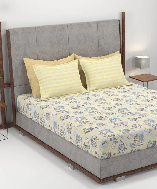 my Trident Printed King Bedsheet with 2 Pillow Covers 100% Pure Cotton - enera