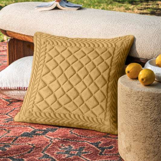 Marc Quilted Diamond Brown 16x16 Cushion Cover