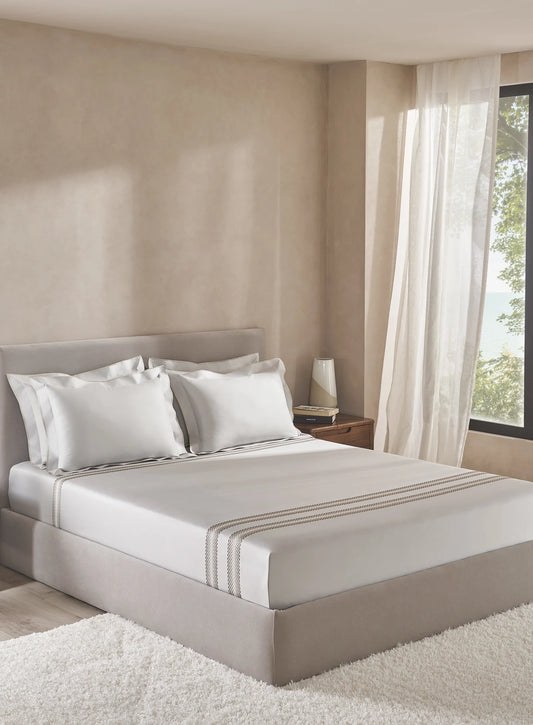 Embroidered Alder Sliver 100% Cotton King Size Bedsheet Set with 2 Pillow Covers