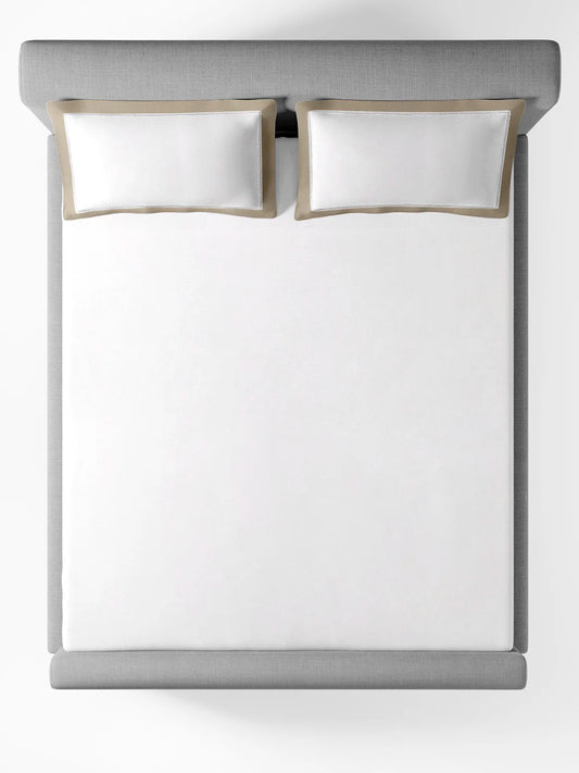 Block White 100% Cotton King Size Bedsheet Set with 2 Pillow Covers