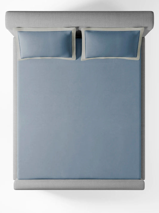 Block Demin 100% Cotton King Size Bedsheet Set with 2 Pillow Covers