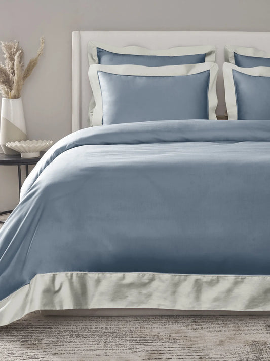 Block Demin 100% Cotton King Size Bedsheet Set with 2 Pillow Covers