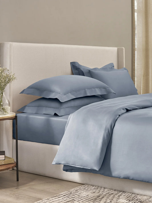 Bask Denim 100% Cotton King Size Bedsheet Set with 2 Pillow Covers