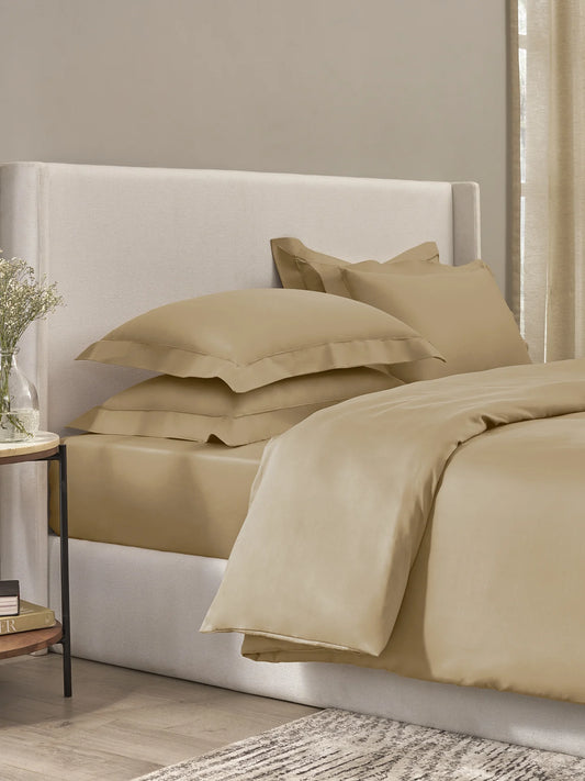 Bask Irish Cream 100% Cotton King Size Bedsheet Set with 2 Pillow Covers