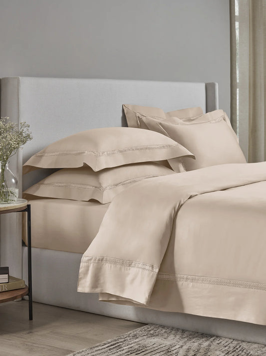 Devon Latte 100% Cotton King Size Bedsheet Set with 2 Pillow Covers