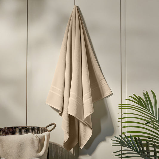 Elora Bath Towel 100% Cotton Sand Beige 70x150 cm, Soft & Ultra Absorbent