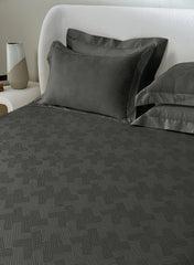 Jacquard Echo Charcoal Grey 100% Cotton King Size Bedsheet Set with 2 Pillow Covers Jacquard Echo Charcoal Grey 100% Cotton King Size Bedsheet Set with 2 Pillow Covers