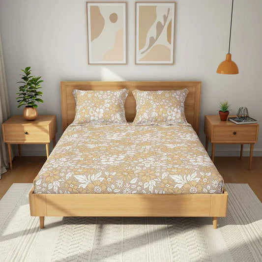 Himeya Printed King Bedsheet with 2 Pillow Covers 100% Pure Cotton - enera