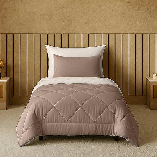 Cherish Quilted Cocoa Sand Reversible Single Bed Comforter for All Season
