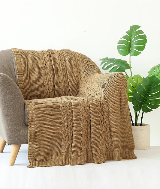 Pluchi 100% Cotton Throw Blanket | All Season Sofa & Bed Blanket - enera