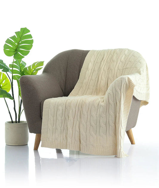 Pluchi 100% Cotton Throw Blanket | All Season Sofa & Bed Blanket - enera