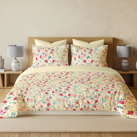 enera Printed King Bedsheet with 2 Pillow Covers 100% Pure Cotton