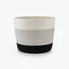 Cotton Rope Storage Basket with Lid & Handle – Black & White | Multipurpose Organizer (1 Pc)