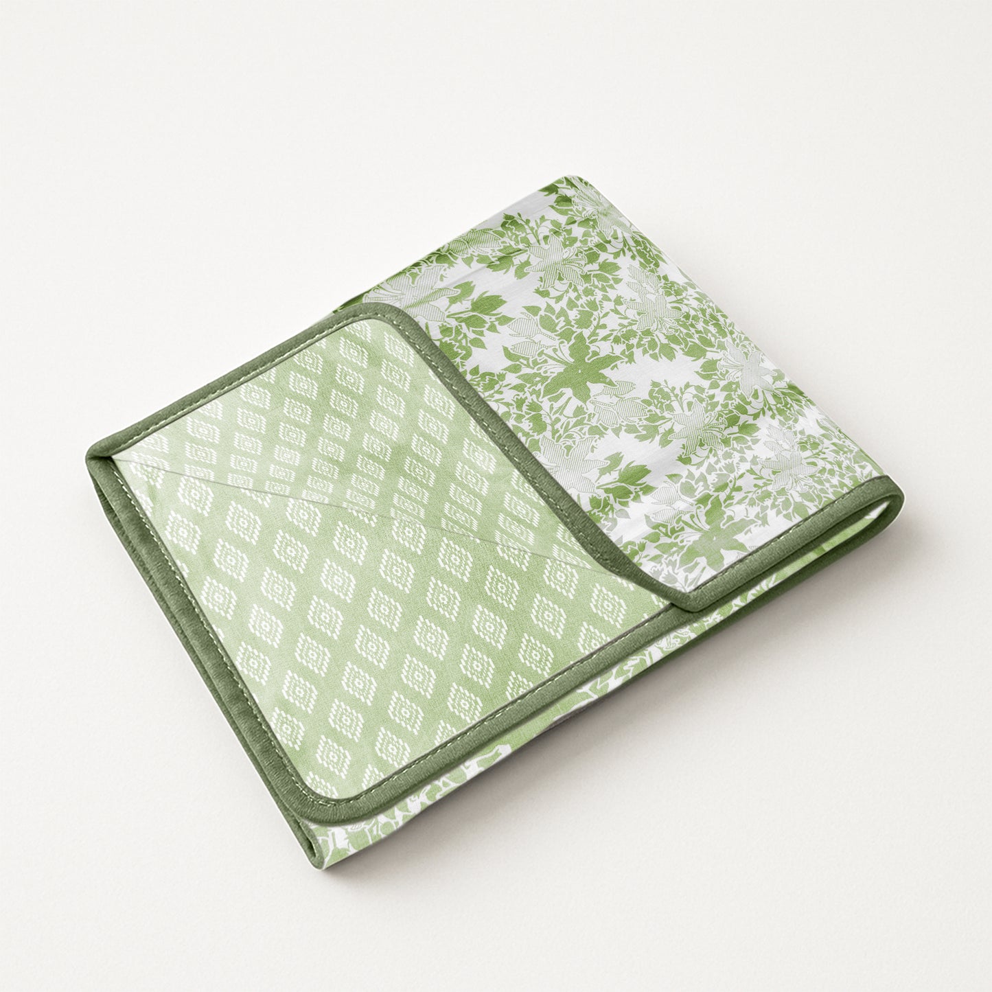 Enera Crimson Collection Botanic Green Color Printed Single Bed Dohar