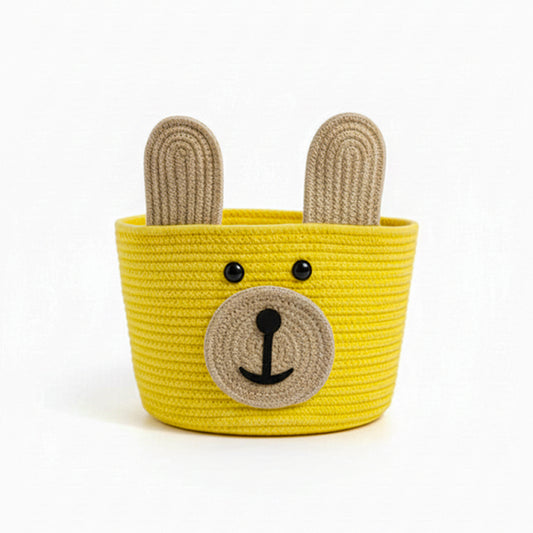 Cotton Storage Basket | Yellow Bear Design | Multipurpose Organizer (1 Pc)