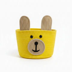 Cotton Storage Basket | Yellow Bear Design | Multipurpose Organizer (1 Pc)