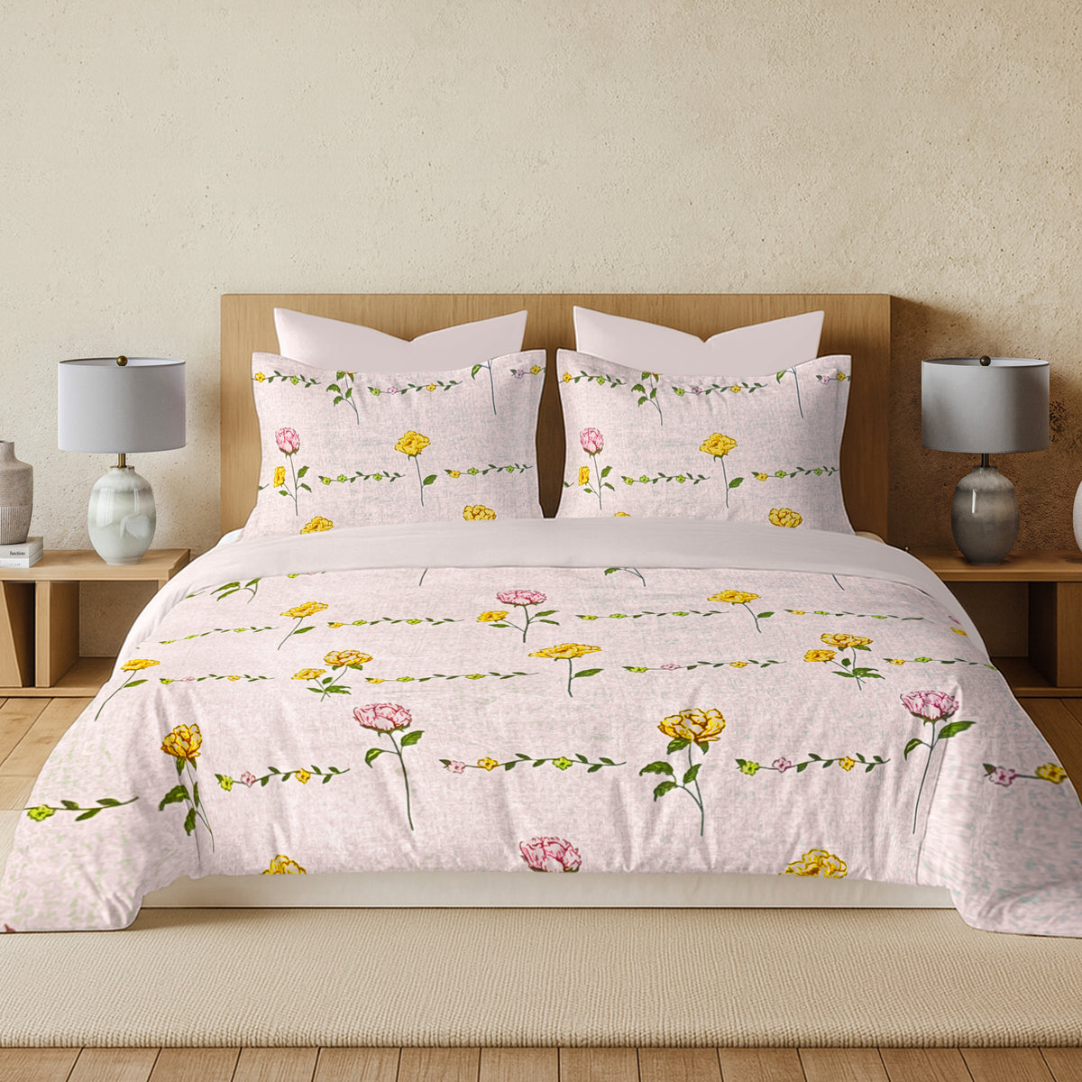 Enera Vaaree Printed King Bedsheet with 2 Pillow Covers Cotton - BUY 1 GET 1 - enera