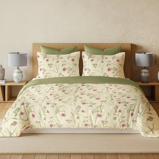 enera Printed King Bedsheet with 2 Pillow Covers Cotton