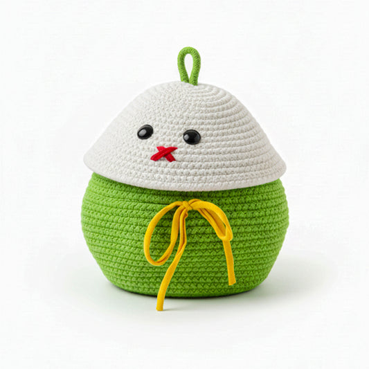 Cotton Rope Storage Basket with Lid & Handle – Green, Multipurpose Organizer (1 Pc)