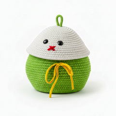 Cotton Rope Storage Basket with Lid & Handle – Green, Multipurpose Organizer (1 Pc)