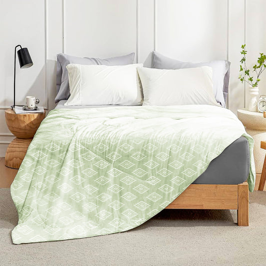 Enera Crimson Collection Botanic Green Color Printed Single Bed Dohar