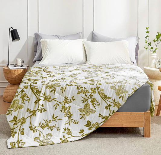 Enera Crimson Collection Army Green Color Printed Single Bed Dohar