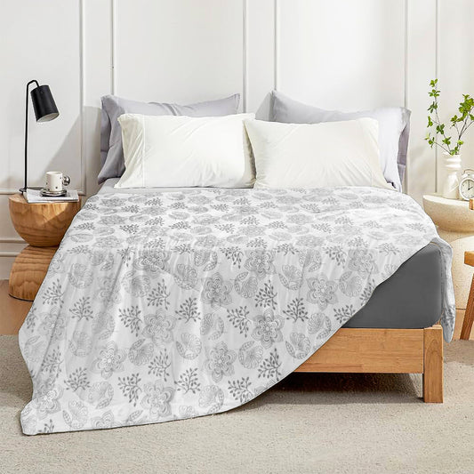 Enera Crimson Collection Graphite Grey Color Printed Single Bed Dohar