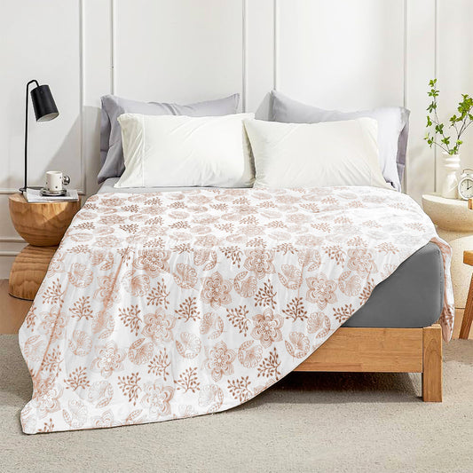 Enera Crimson Collection Dark Peach Color Printed Single Bed Dohar