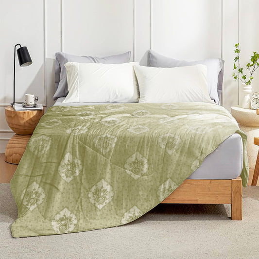 Enera Crimson Collection Petal Light Green Color Printed Single Bed Dohar