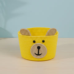 Cotton Storage Basket | Yellow Bear Design | Multipurpose Organizer (1 Pc)