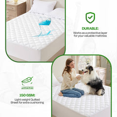 enera Waterproof Cotton Quilted Mattress Protector King Size | Breathable & Ultra Soft - enera