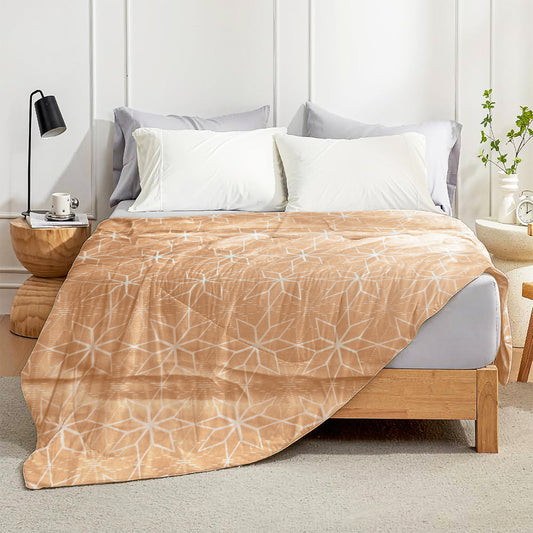 Enera Crimson Collection Sand Beige Color Printed Single Bed Dohar