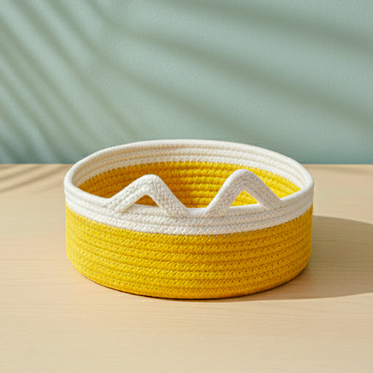 Cotton Storage Basket with Lid & Handle – Yellow, Multipurpose Organizer (1 Pc)