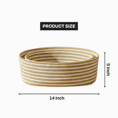 Striped Jute Storage Basket with Lid & Handle | Beige Rope Braided Organizer | 2 Pcs Set