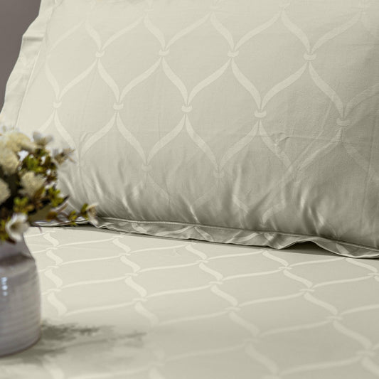 Enera Jacquard Lattice Collection Ivory White Color King Size Bedsheet - enera