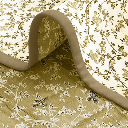 Enera Crimson Collection Army Green Color Printed Single Bed Dohar