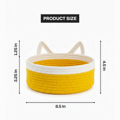 Cotton Storage Basket with Lid & Handle – Yellow, Multipurpose Organizer (1 Pc)