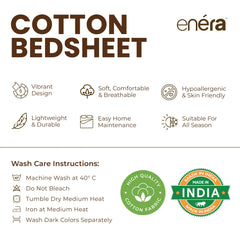 enera King Bedsheet with 2 Pillow Covers 100% Pure Cotton