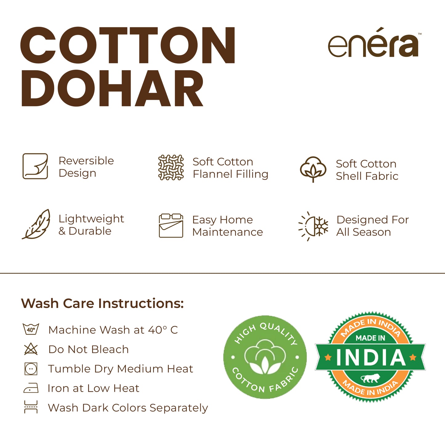 enera Dohar 100% Pure Cotton, Summer Blanket for AC Rooms