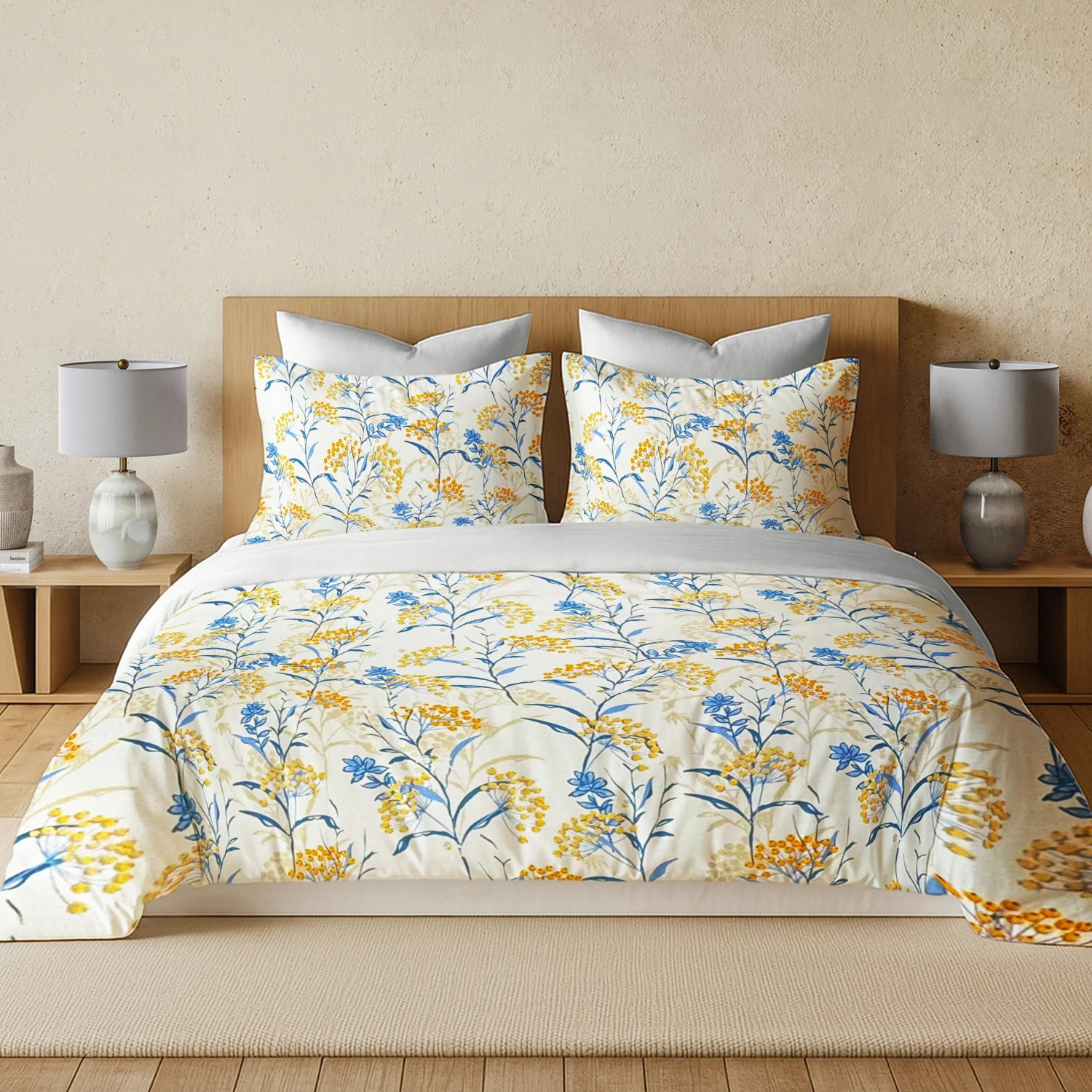 enera Printed King Bedsheet with 2 Pillow Covers 100% Pure Cotton