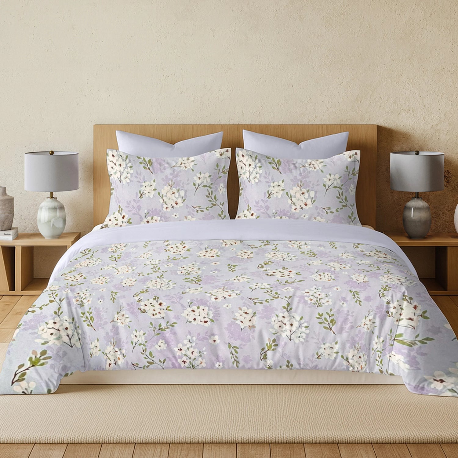 enera Printed King Bedsheet with 2 Pillow Covers Cotton