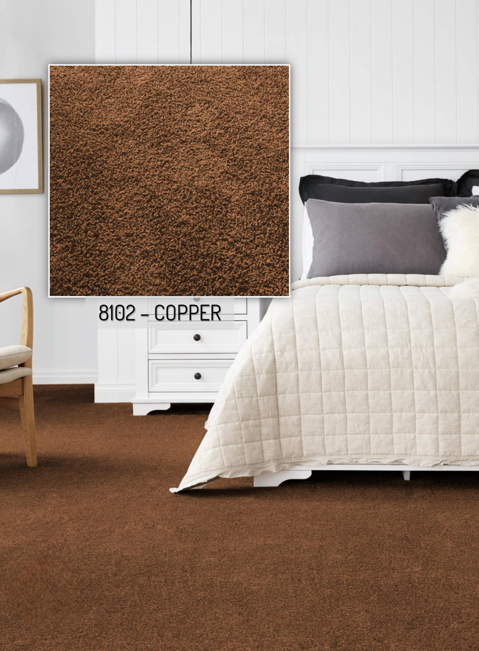 Hego Silky Plus Wall Carpet | Copper | Ultra Soft Luxury Pile | Enera