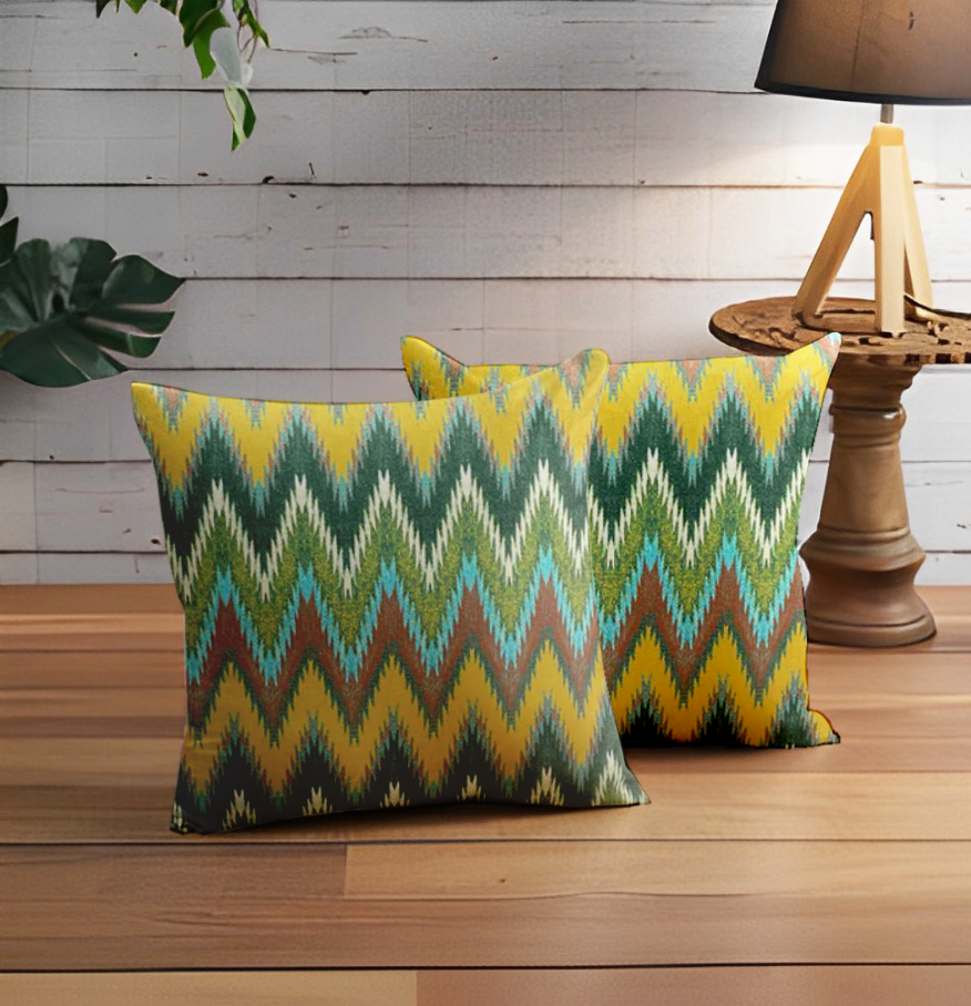 SRM KILI 304 Multi Green Cushion Cover 18x18 Inches | Vibrant & Stylish | Enera