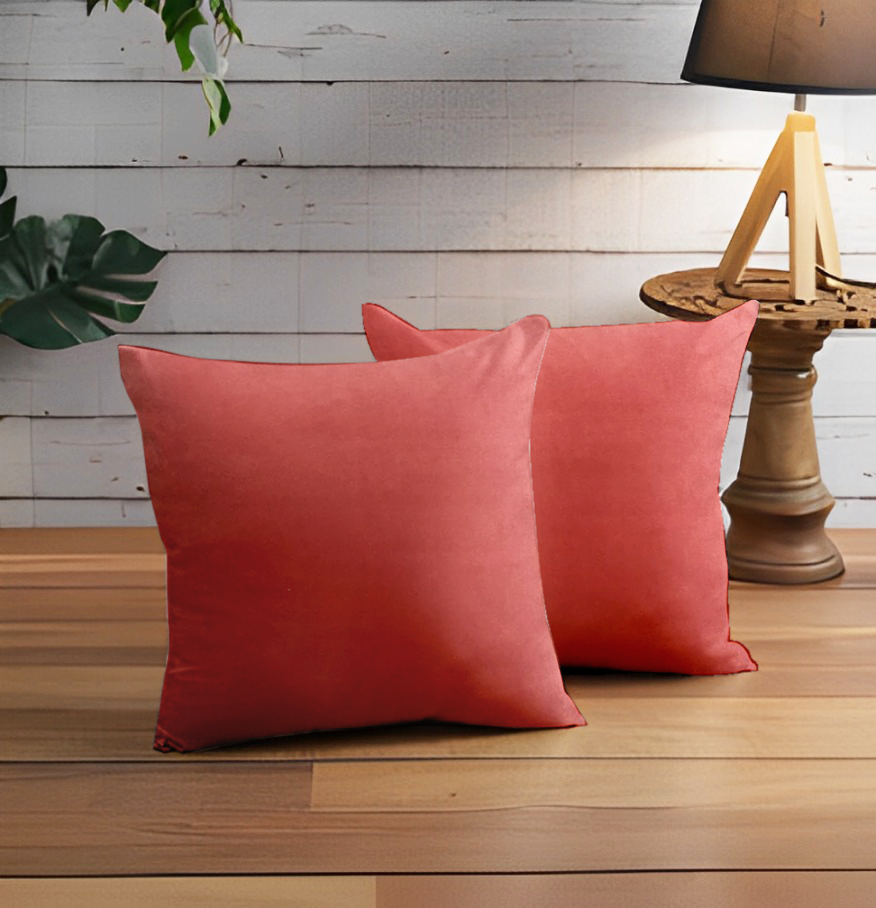 SRM Plush 922 Plain Cushion Cover - Blush Color, 18x18 | Enera