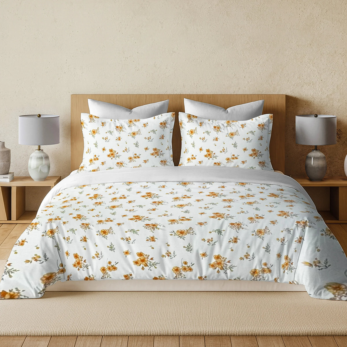 enera Printed King Bedsheet with 2 Pillow Covers 100% Pure Cotton