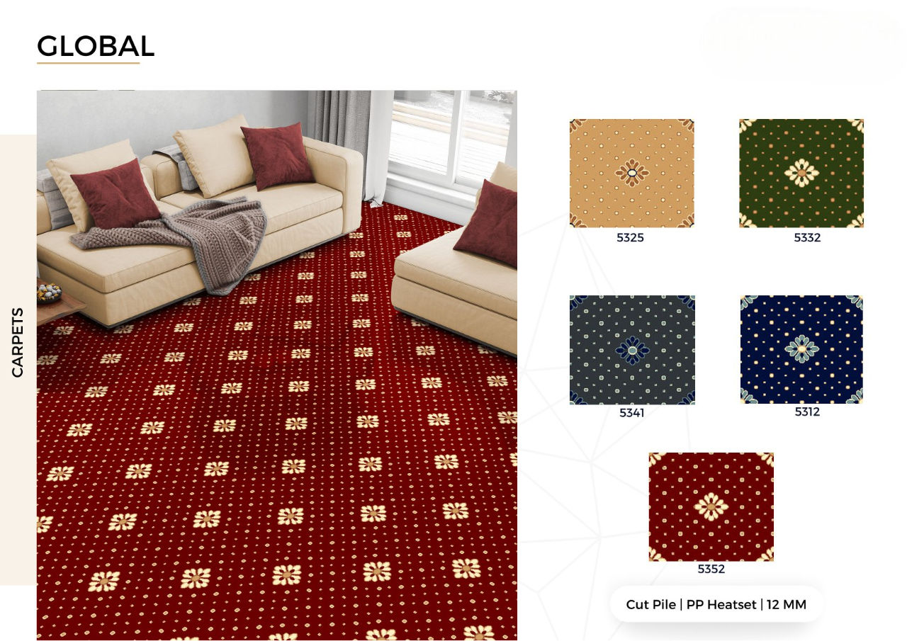 Rosetta Global Wall Carpets | Maroon Loop Pile | Luxurious & Durable | Enera