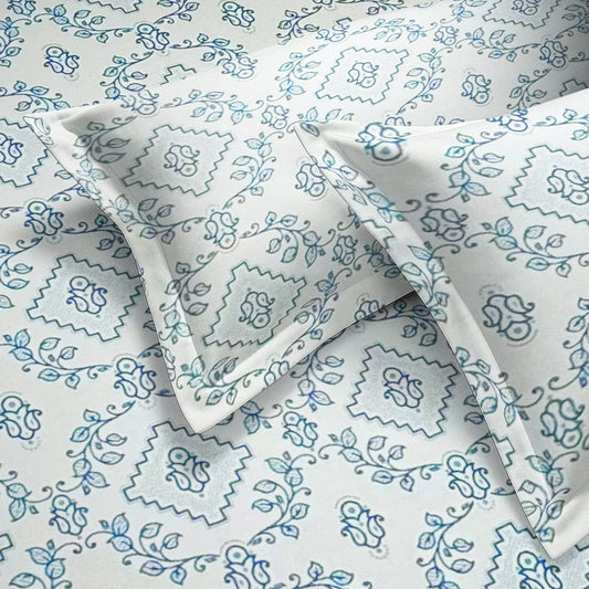 enera Printed King Bedsheet with 2 Pillow Covers 100% Pure Cotton