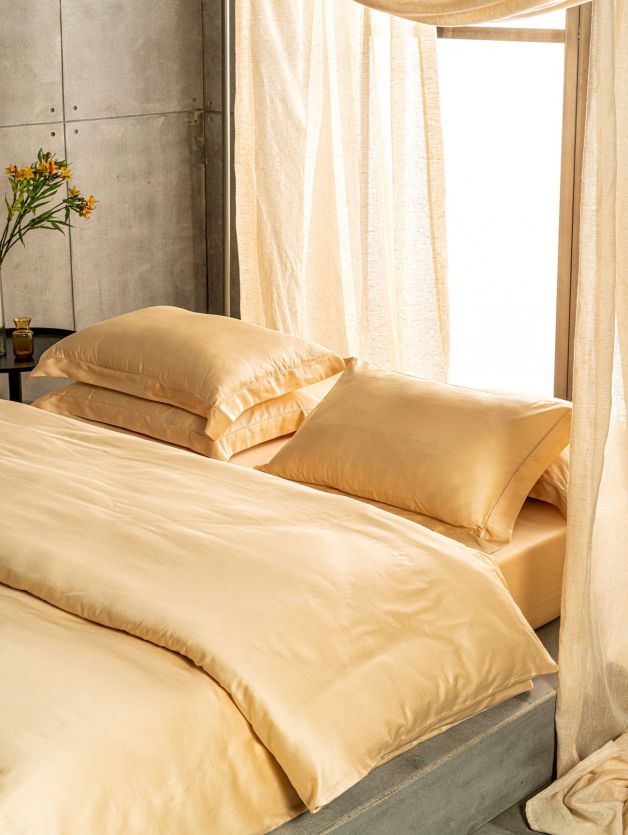 D Decor Spotlight Collection Wheat Color Plain King Size Double Bedsheet | Elegant & Durable | Enera